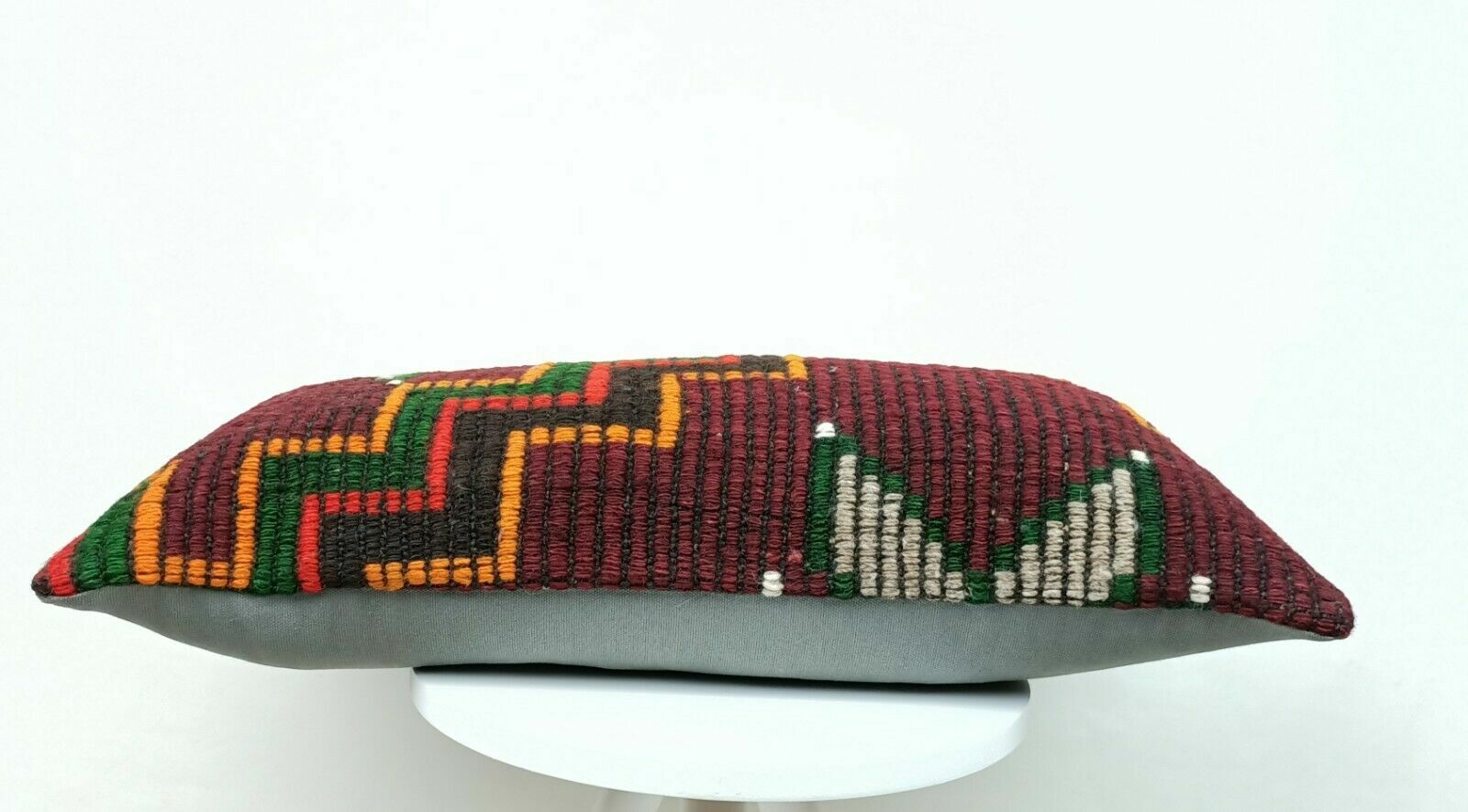 Turkish Kilim Pillow Cover 12x24 Sofa Ethnic Bohemian Wool Lumbar Cushion  E417