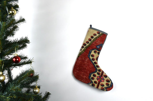 Kilim Christmas Stocking Vintage Rug Stocking Ethnic Decorative Xmas Socks S809