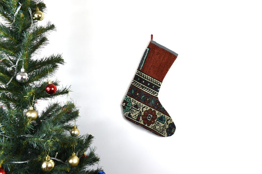 Kilim Christmas Stocking Vintage Rug Stocking Ethnic Decorative Xmas Socks S596