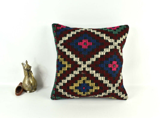 16x16 Ethnic Vintage Turkish Rug Pillow Cover Home Decorative Boho Cushion 3692