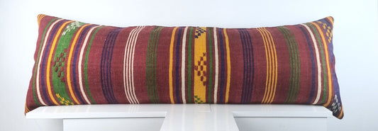 Extra Large Kilim Pillow Cover 16x48 Handmade Ethnic Boho Oriental Lumbar A1586