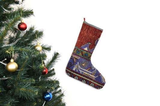 Kilim Christmas Stocking Vintage Rug Stocking Ethnic Decorative Xmas Socks S932