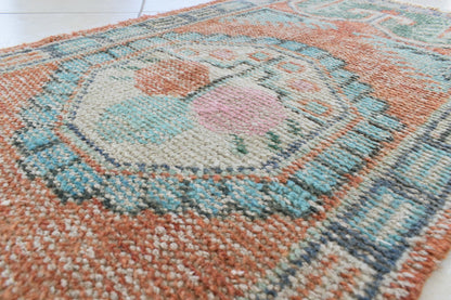 Small Turkish Runner 4x1.9 ft Vintage Runner Hallway Runner Handwoven Rug R38