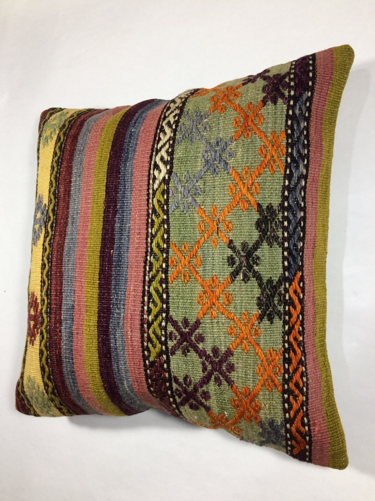18"x18" Kilim Pillow Cover  Handmade Turkish Vintage Cushion Tribal Lumbar 676