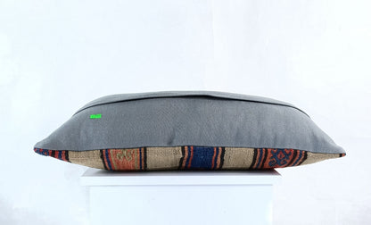 Handmade Turkish Kilim Pillow Cover 12x24 Ethnic Boho Sofa Lumbar Cushion E1025