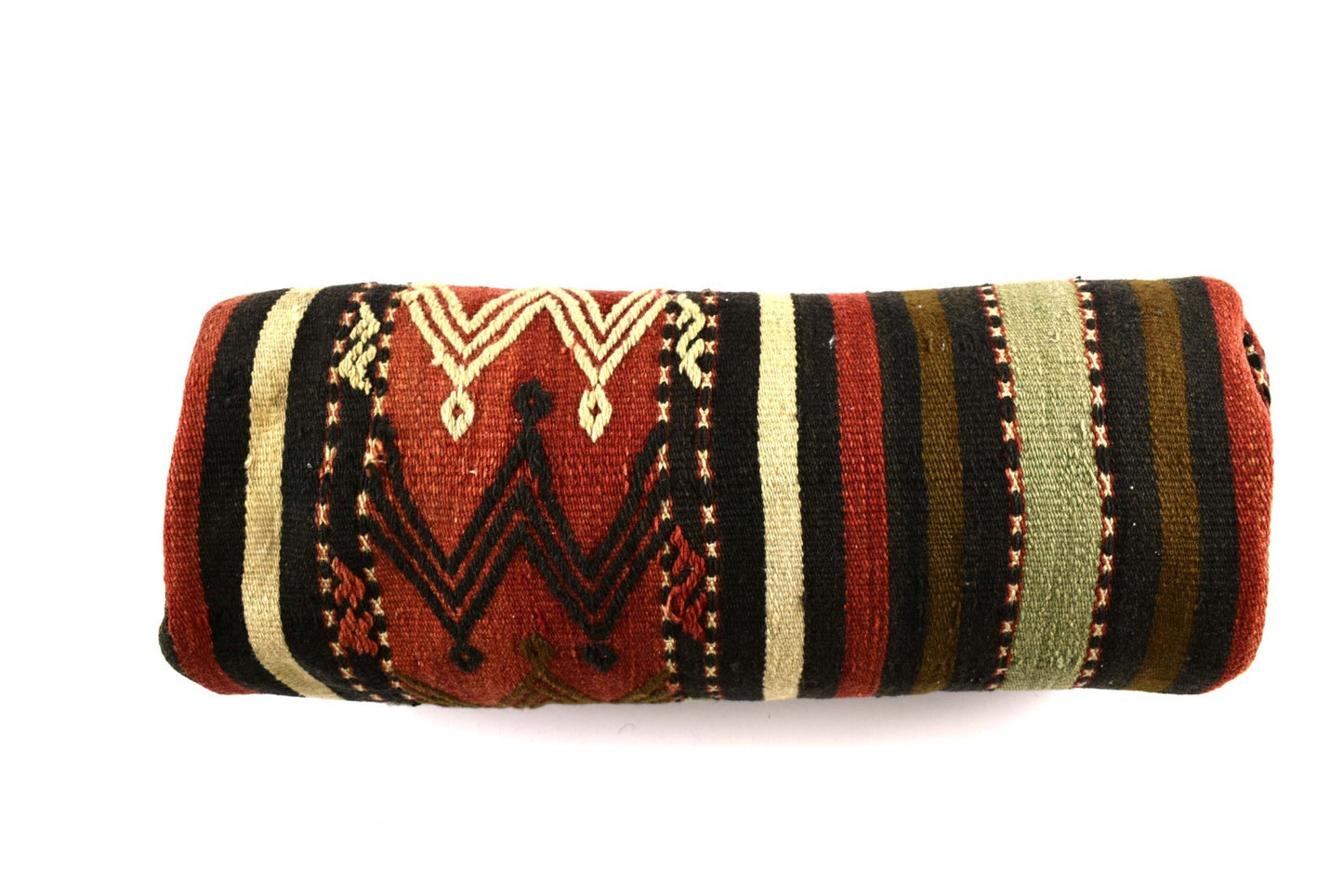 Kilim Bolster Pillow Cover 8x20 in Tribal Vintage Turkish Carpet Bolster Cushion