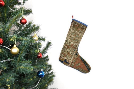 Kilim Christmas Stocking Vintage Rug Stocking Ethnic Decorative Xmas Socks S963