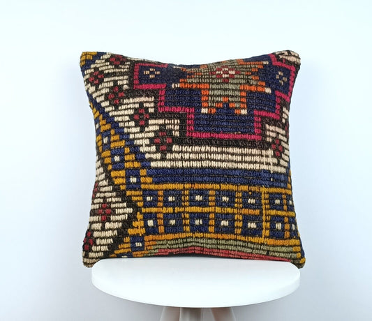 16x16 Ethnic Vintage Turkish Rug Pillow Cover Home Decorative Boho Cushion E240