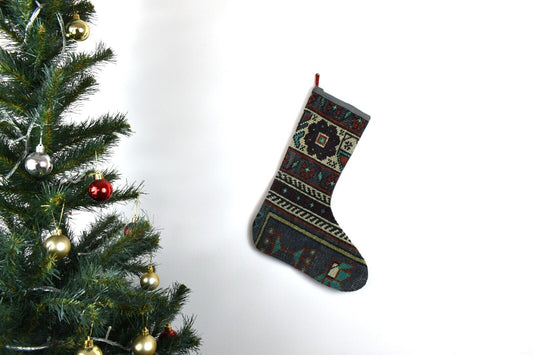 Kilim Christmas Stocking Vintage Rug Stocking Ethnic Decorative Xmas Socks S576