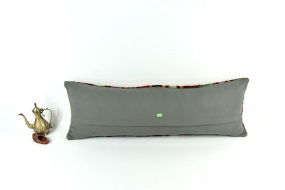 Lumbar Pillow Cover 12x36 Handknotted Kilim Rug Boho Wool Vintage Cushion  A2041