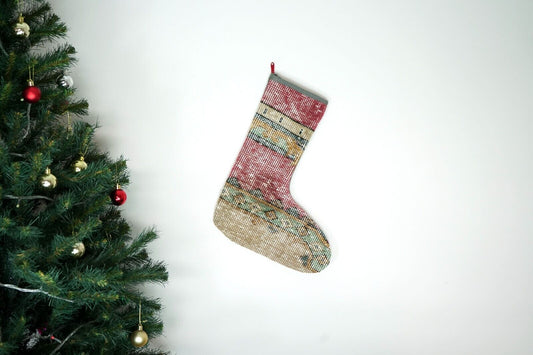 Kilim Christmas Stocking Vintage Rug Stocking Ethnic Decorative Xmas Socks S436