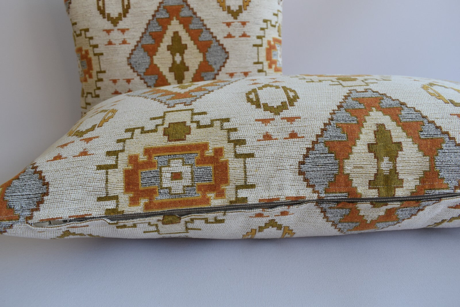 2 pcs/set Kilim Design Fabric Pillow Cover Handmade Ethnic Tribal Boho Lumbar