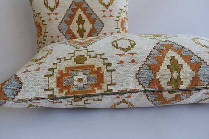 2 pcs/set Kilim Design Fabric Pillow Cover Handmade Ethnic Tribal Boho Lumbar