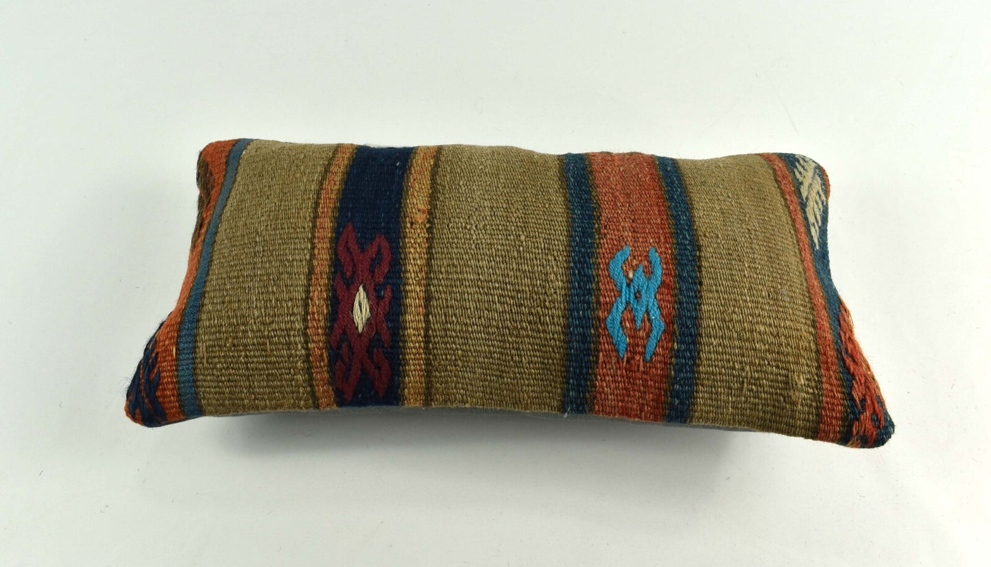 Turkish Cushion Cover 8"x16" Handmade Vintage Boho Ethnic Throw Pillow Case 3711