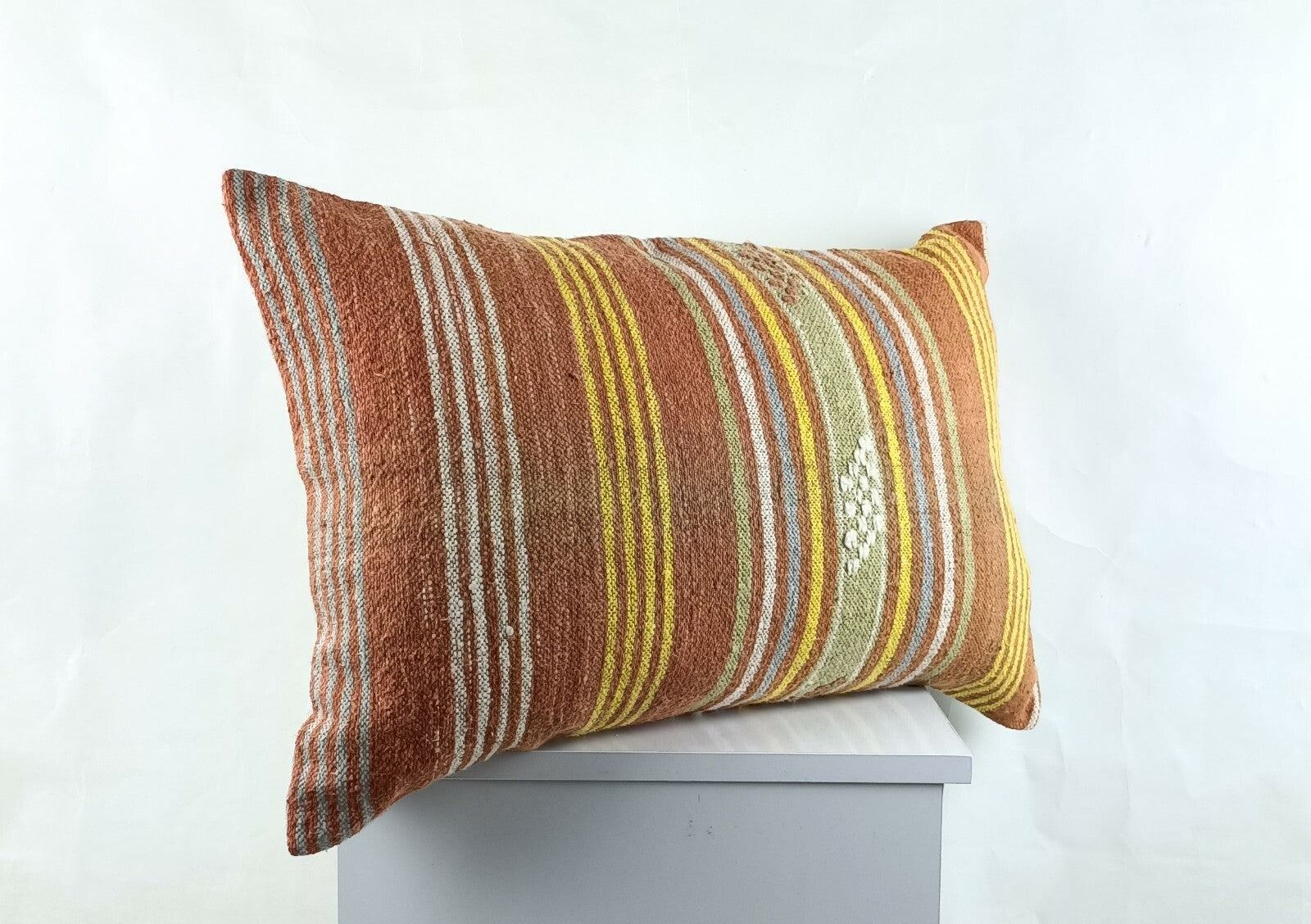 Kilim Pillow Cover 16x24 in Traditional Handmade Anatolian Lumbar Cushion A1466