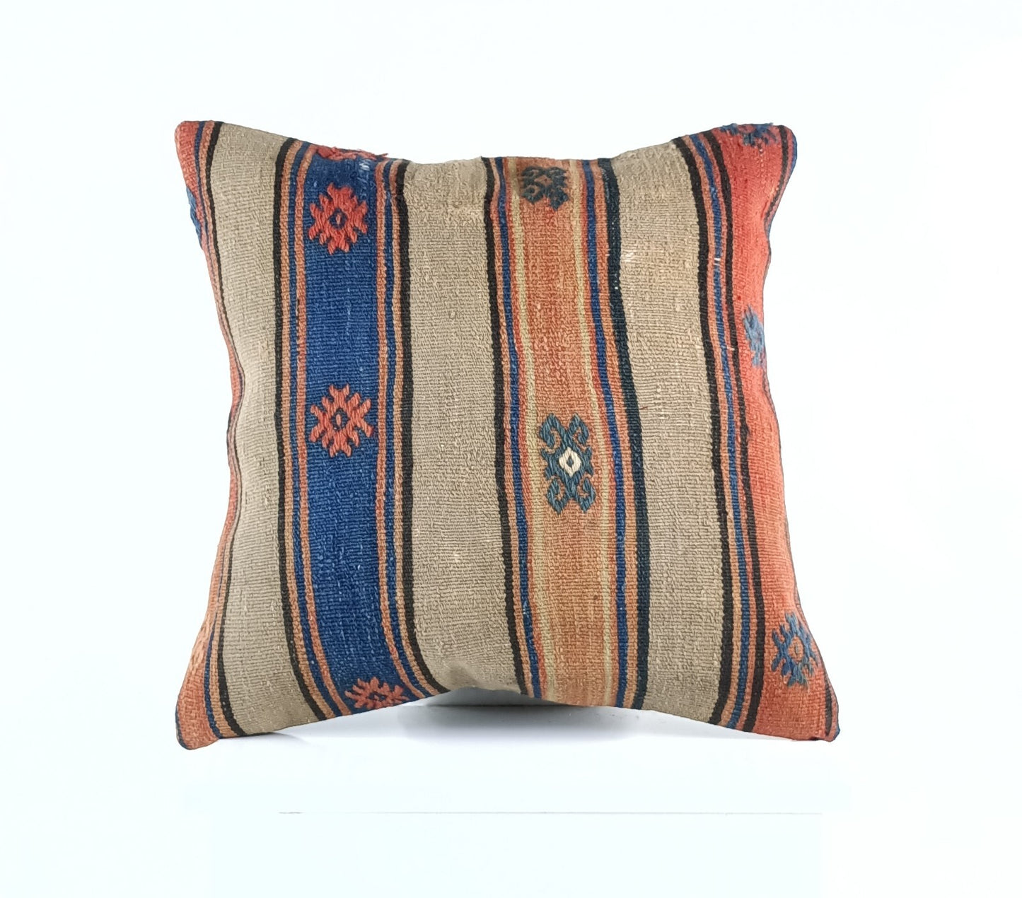 18"x18" Kilim Pillow Cover  Handmade Turkish Vintage Cushion Tribal Lumbar E1382