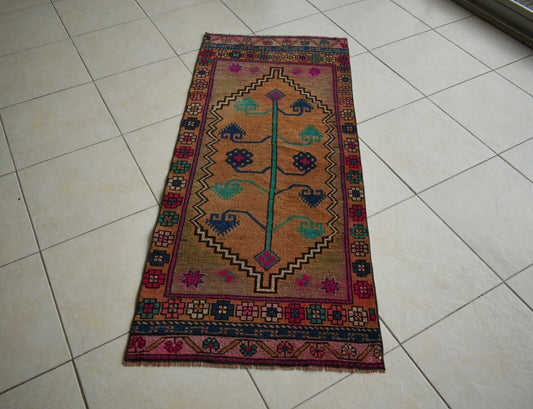 Long Turkish Runner 5.6x2.4 ft Vintage Runner Hallway Runner Handwoven Rug R33