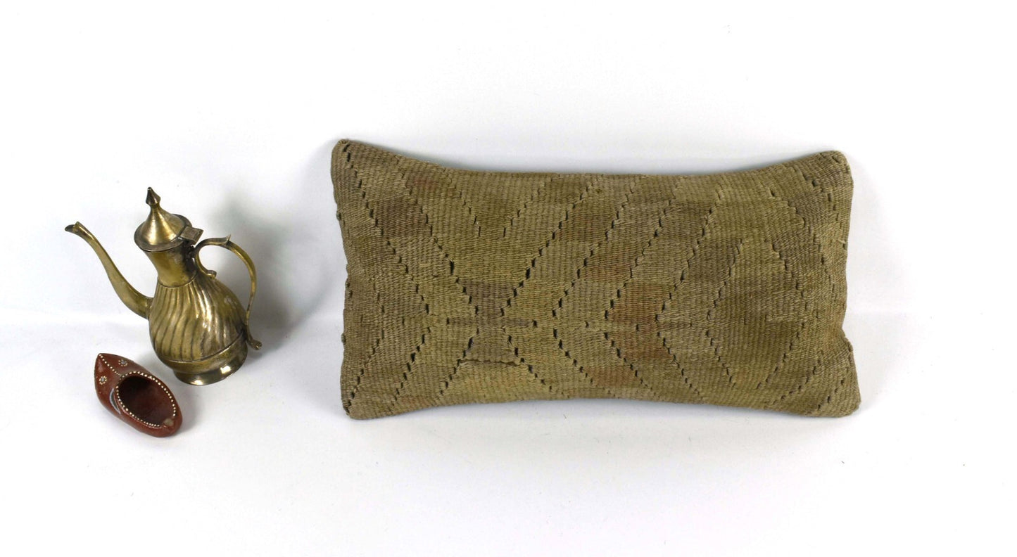 Turkish Cushion Cover 8"x16" Handmade Vintage Boho Ethnic Throw Pillow Case 3741