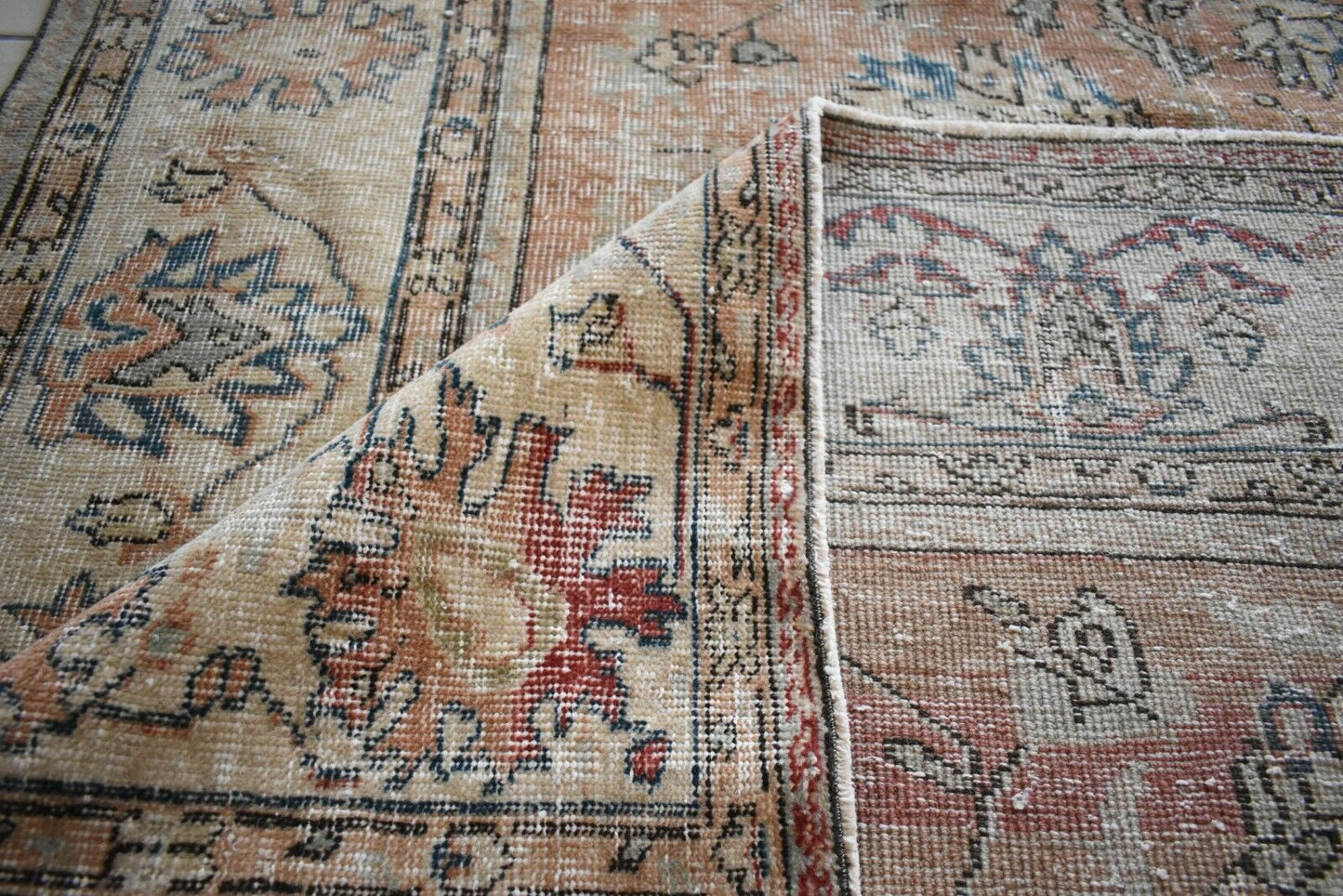 Turkish Rug 8.2x6.5 ft Vintage Rug Faded Oushak Rug Large Living Room Carpet B06