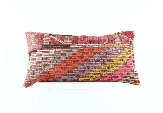 Home Decorative Handmade 12x24 Tribal Vintage Turkish Kilim Pillow Cover 1939