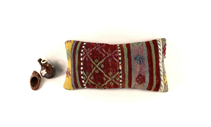 8x16 Kilim Pillow Cover Vintage Tribal Oushak Kilim Ethnic Lumbar Cover A2979