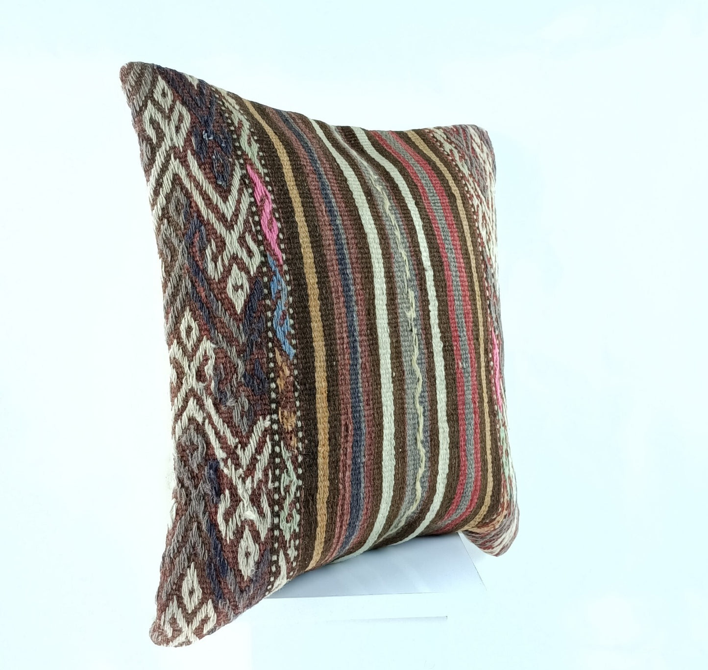 18"x18" Kilim Pillow Cover  Handmade Turkish Vintage Cushion Tribal Lumbar 2358