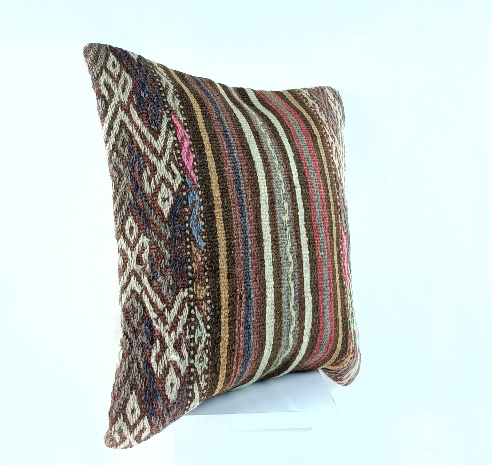 18"x18" Kilim Pillow Cover  Handmade Turkish Vintage Cushion Tribal Lumbar 2358