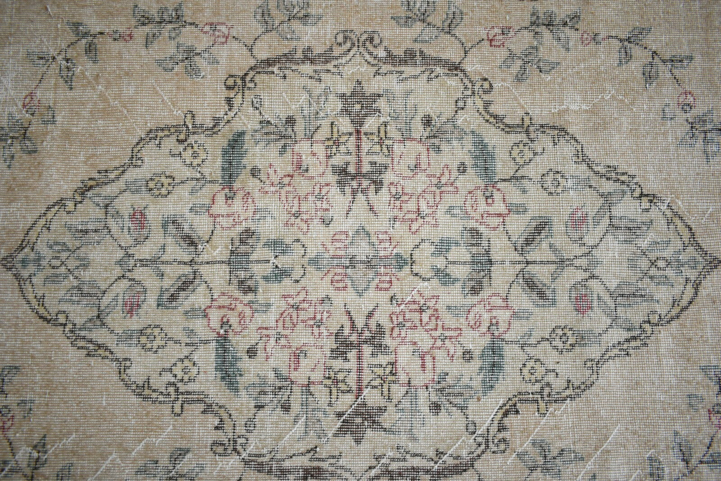 Turkish Rug 10.1x5.5 ft Vintage Rug Faded Oushak Large Living Room Carpet B08