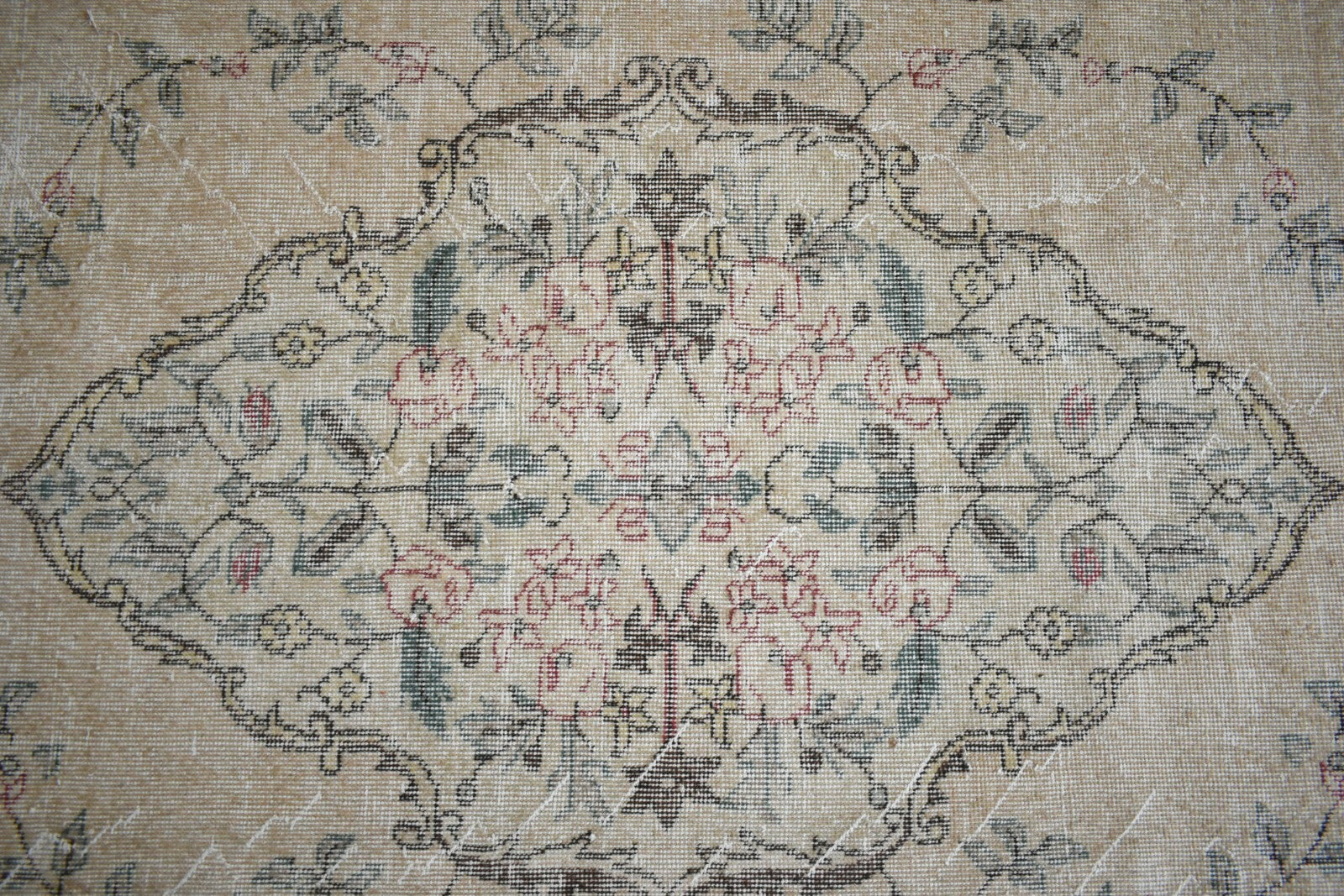 Turkish Rug 10.1x5.5 ft Vintage Rug Faded Oushak Large Living Room Carpet B08