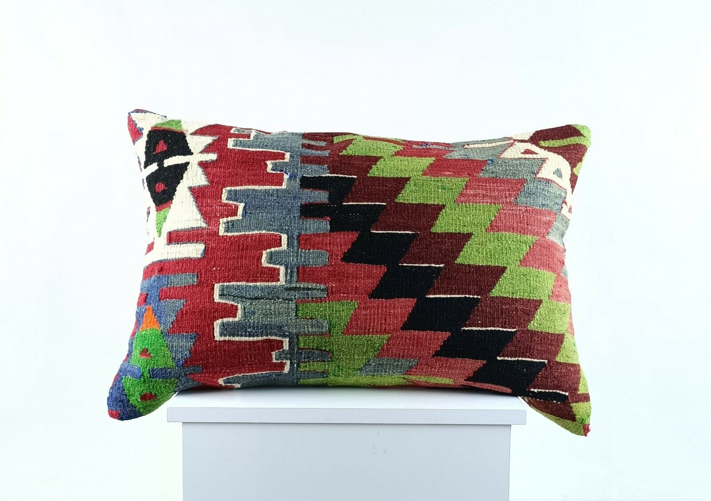 Kilim Pillow Cover 16x24 in Traditional Handmade Anatolian Lumbar Cushion A1474