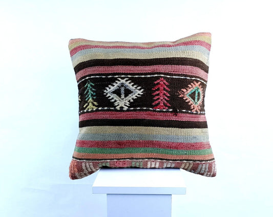 16x16 Ethnic Vintage Turkish Rug Pillow Cover Home Decorative Boho Cushion 1637