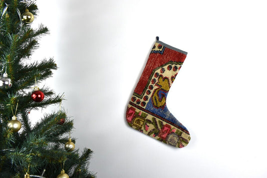 Kilim Christmas Stocking Vintage Rug Stocking Ethnic Decorative Xmas Socks S811