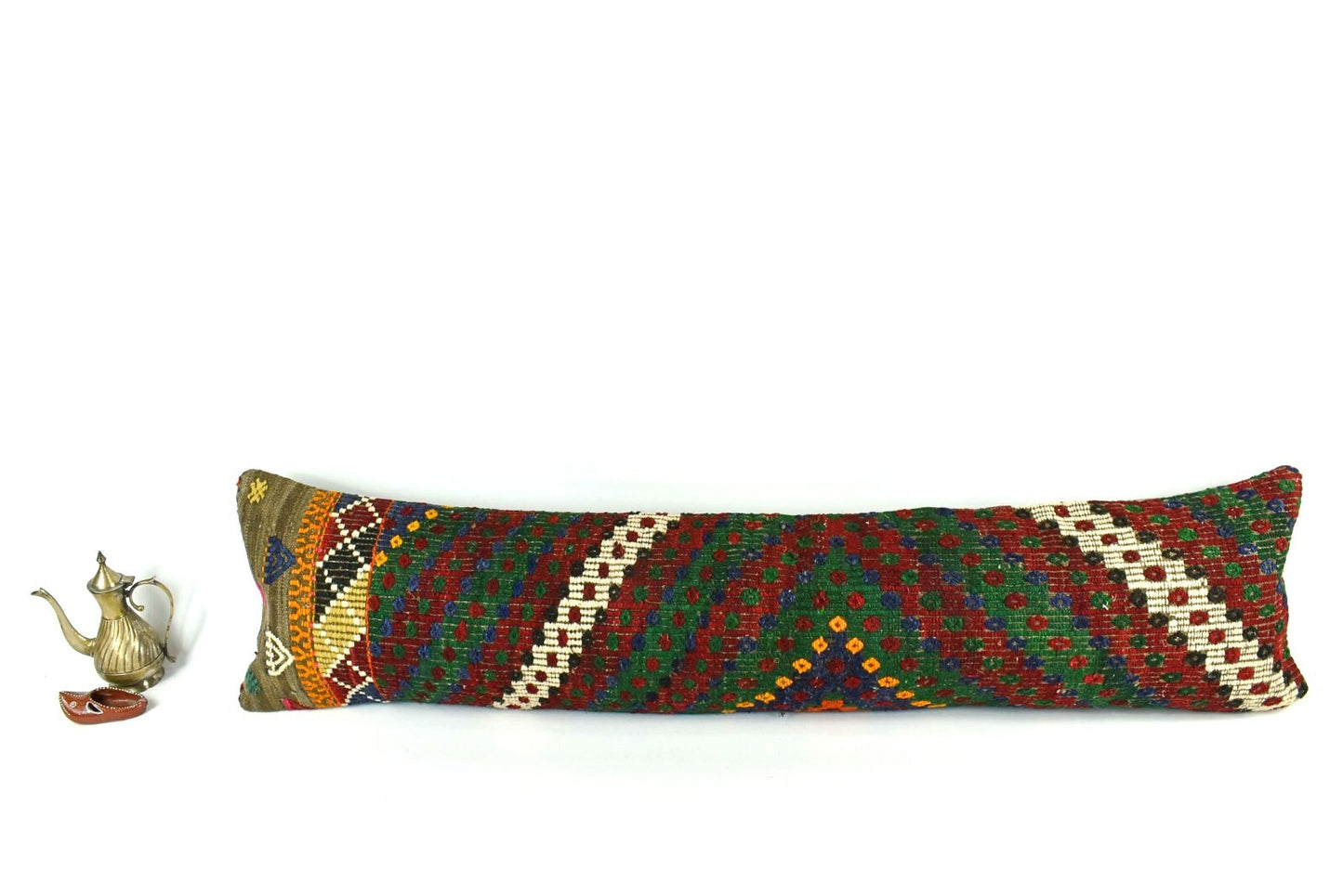 Handmade Kilim Pillow Cover 12x48 Turkish Vintage Lumbar Pillow Cover  A2157