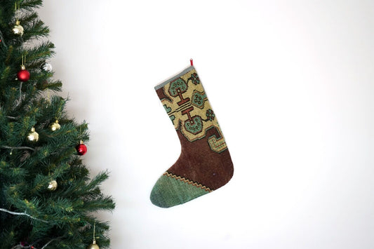 Kilim Christmas Stocking Vintage Rug Stocking Ethnic Decorative Xmas Socks S396