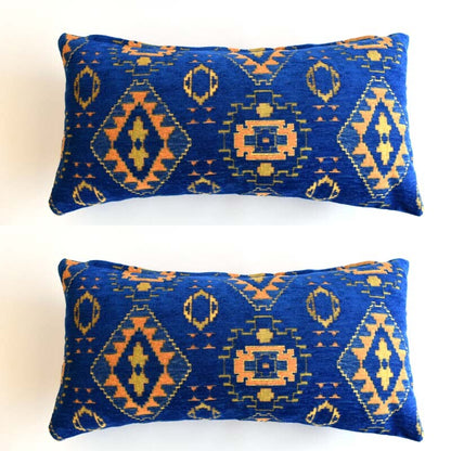 2 pcs/set Kilim Design Fabric Pillow Cover Handmade Ethnic Tribal Boho Lumbar