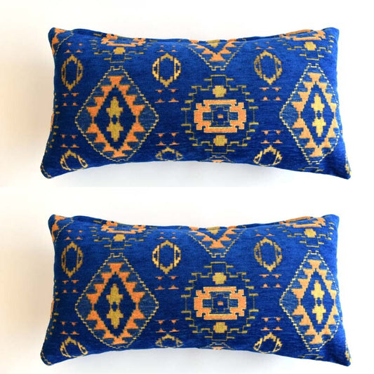 2 pcs/set Kilim Design Fabric Pillow Cover Handmade Ethnic Tribal Boho Lumbar