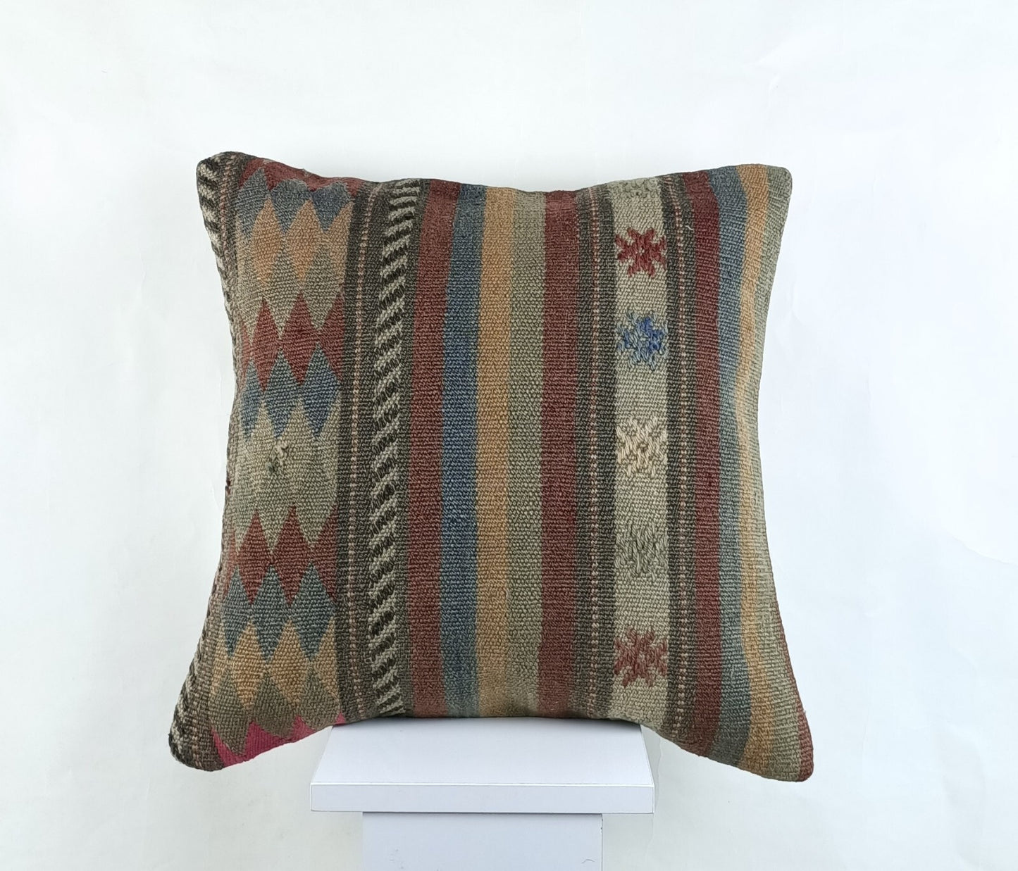 18"x18" Kilim Pillow Cover  Handmade Turkish Vintage Cushion Tribal Lumbar 2674