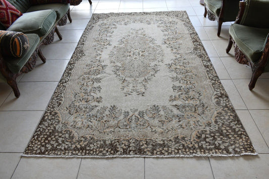 Faded Oushak Rug 5.1x9.1  ft Anatolian Rug Turkish Carpet Boho Floor Rug U19