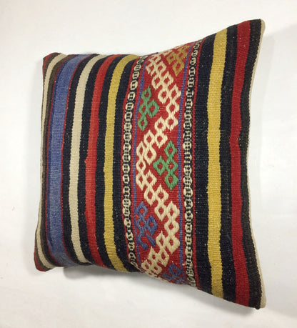 18"x18" Kilim Pillow Cover  Handmade Turkish Vintage Cushion Tribal Lumbar 214