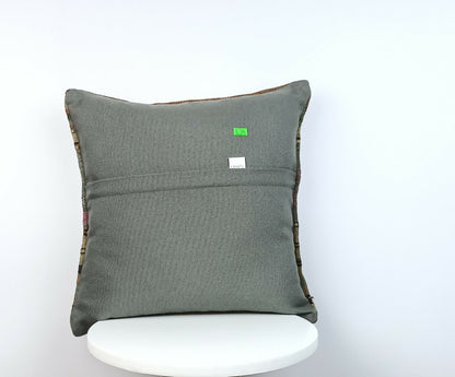 Traditional Kilim Cushion Cover 16x16 Handmade Turkish Tribal Pillow Cover E179