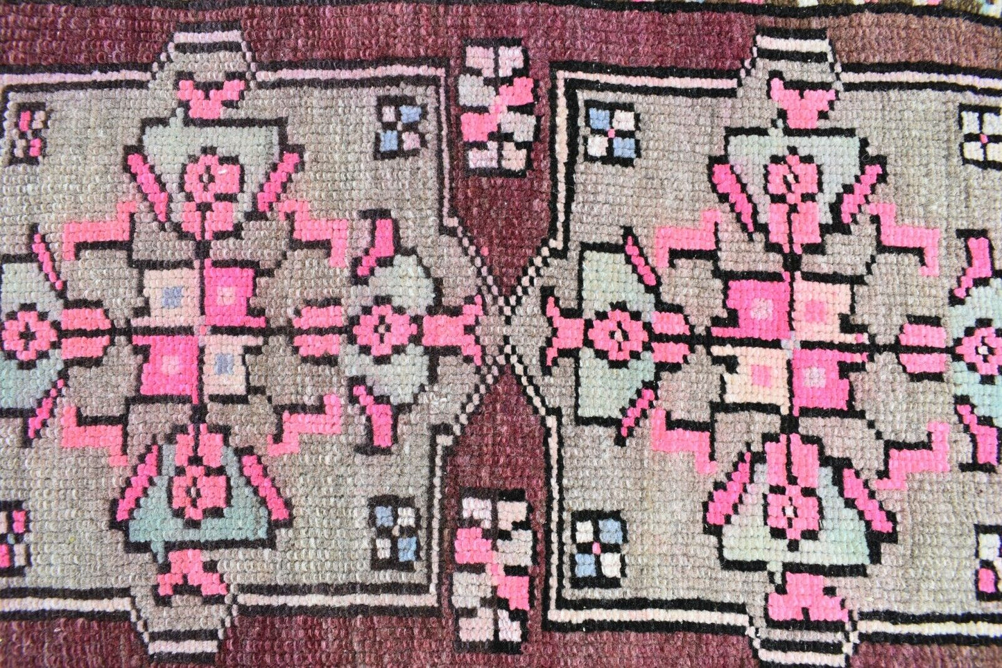 Turkish Runner 2.2x1.4 ft Mini Anatolian Rug Vintage Runner Turkish Runner Y112