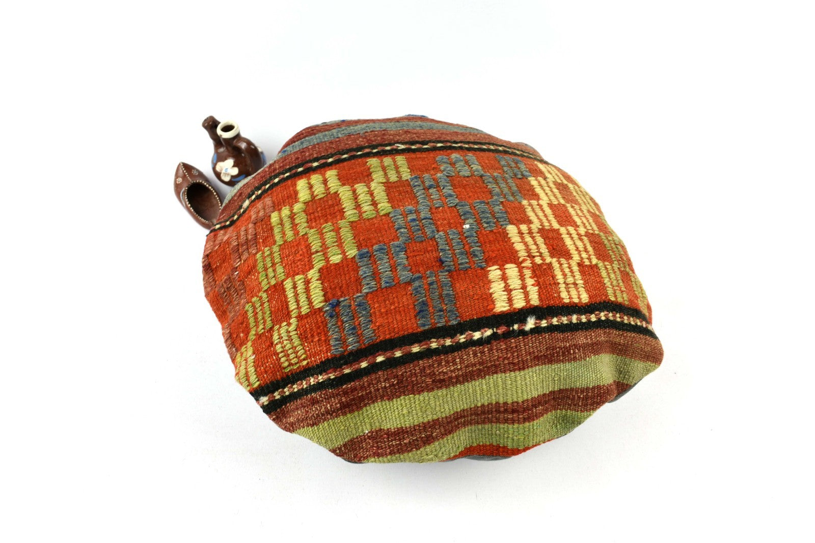 Kilim Round Pillow Cover 18" in Tribal Vintage Turkish Carpet Round Cushion 4959