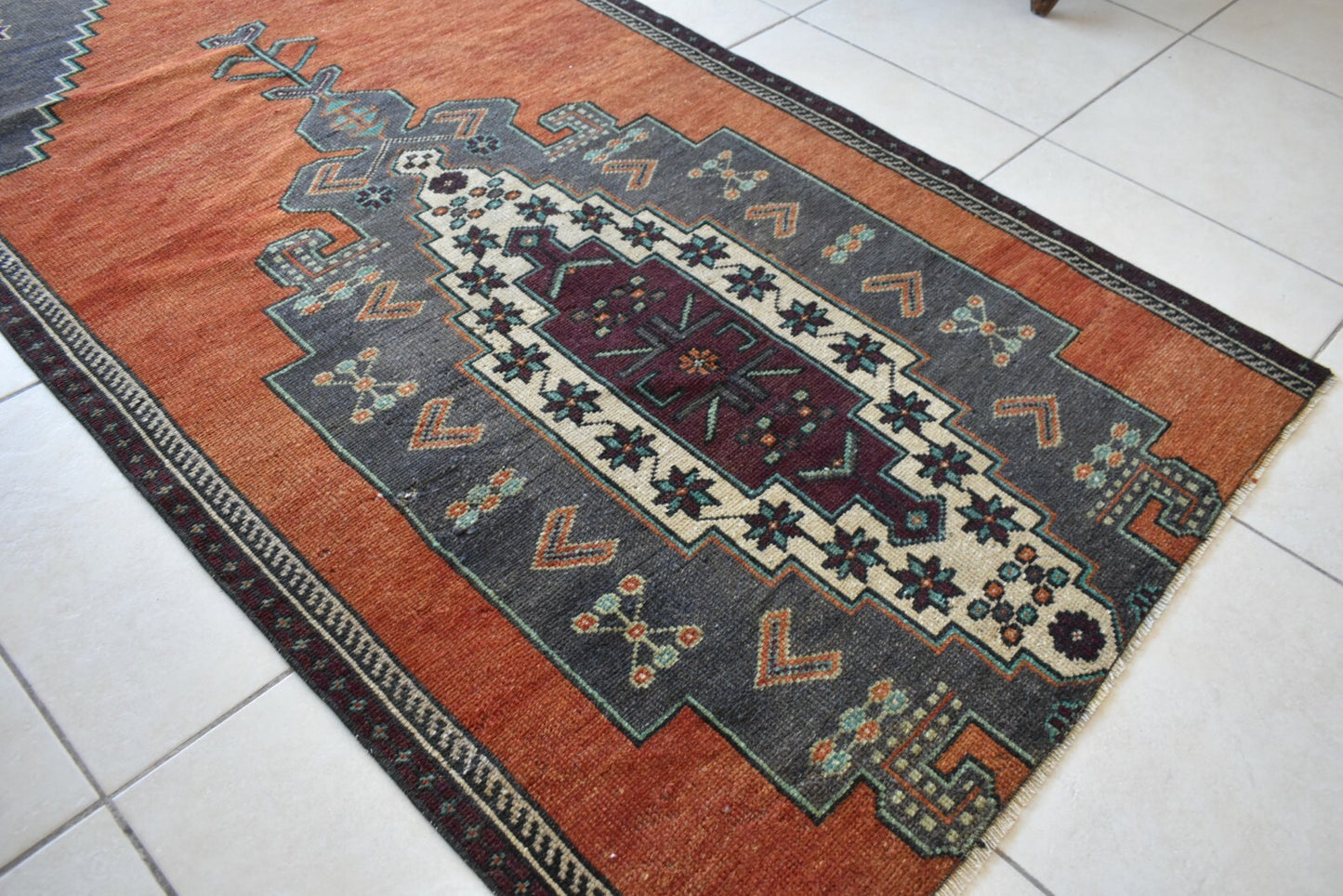 Small Turkish Runner 7.2x3.1 ft Vintage Runner Hallway Runner Handwoven Rug R45