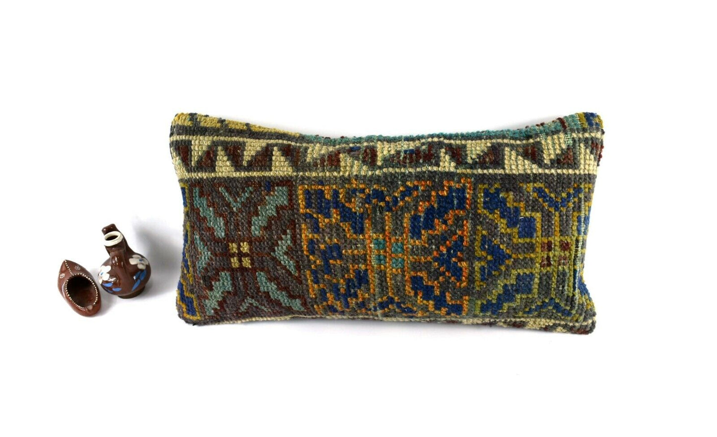 10x20 Kilim Lumbar Pillow Cover Vintage Ethnic Oushak Kilim Pillow Cover A3020