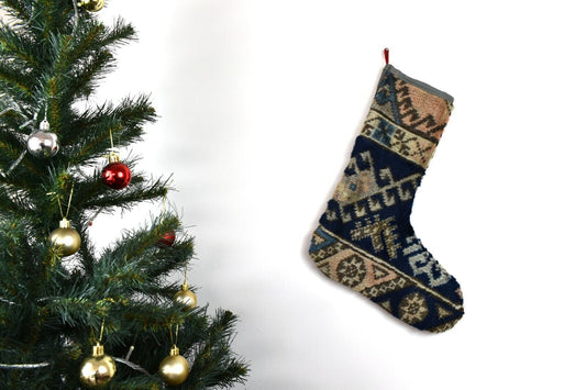 Kilim Christmas Stocking Vintage Rug Stocking Ethnic Decorative Xmas Socks S664