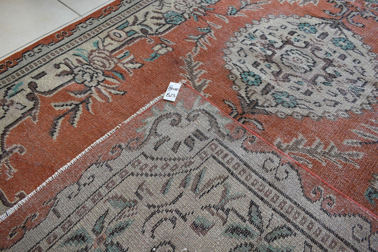 Large Turkish Rug 9.2x5.2 ft Vintage Rug Faded Oushak Rug Living Room Carpet B23