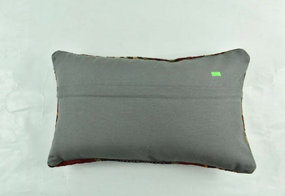 Kilim Pillow Cover 12x20 Turkish Handmade Vintage Couch Lumbar Cushion  A1814