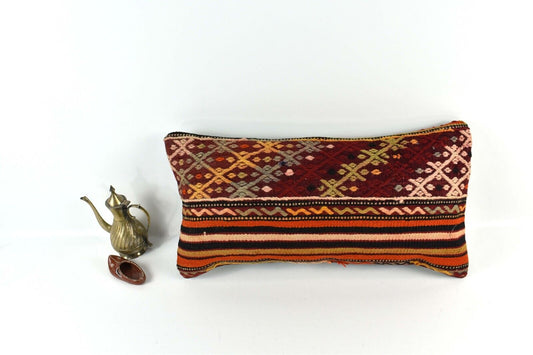 Home Decorative Handmade 12x24 Tribal Vintage Turkish Kilim Pillow Cover 3362