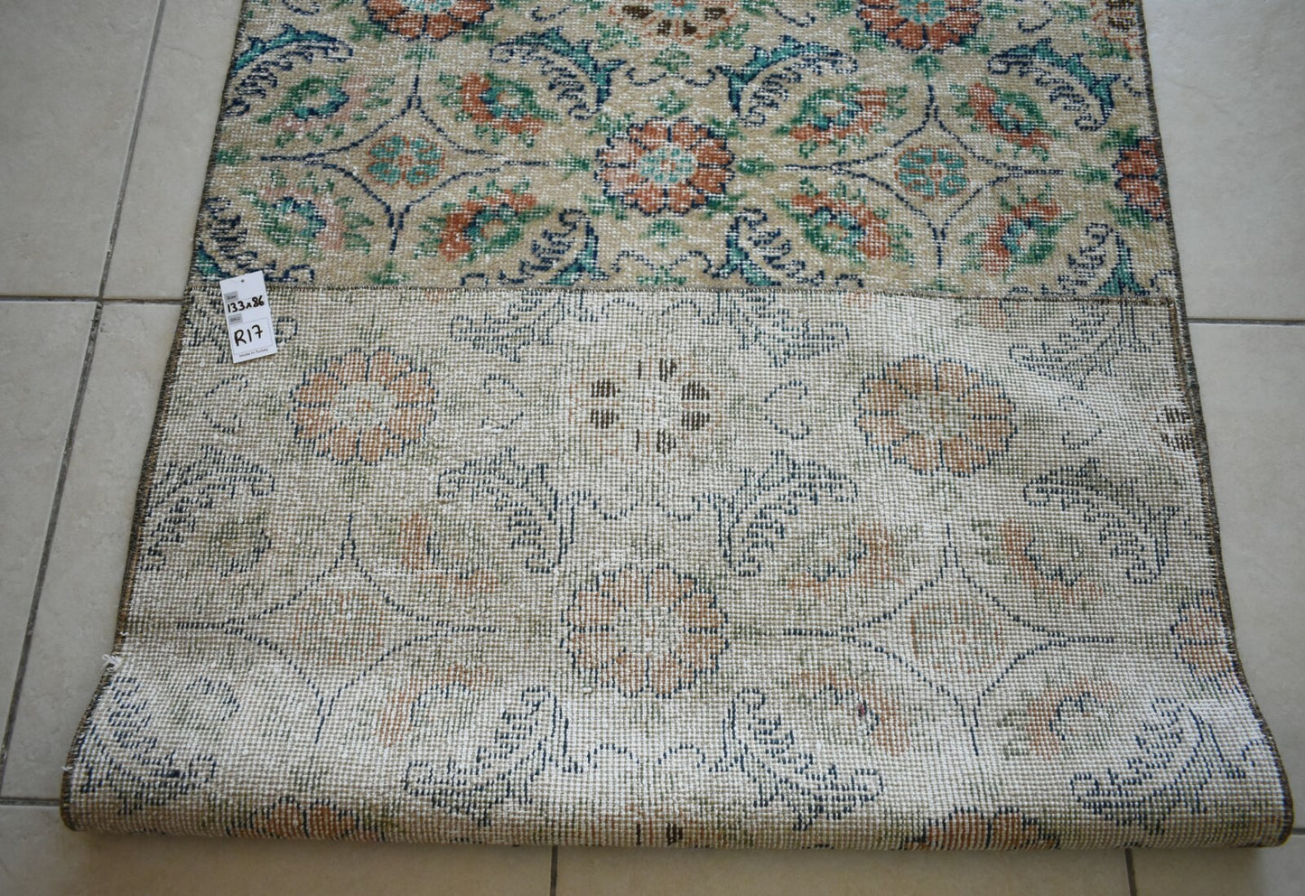 Vintage Runner 4.3x2.8 ft Small Turkish Runner Anatolian Floor Runner Rug R17