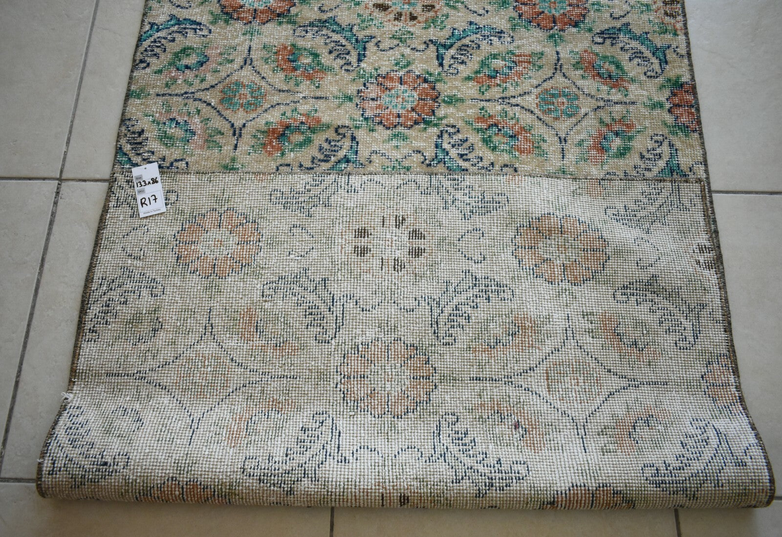Vintage Runner 4.3x2.8 ft Small Turkish Runner Anatolian Floor Runner Rug R17